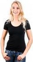 Garage 701 - Dames Bodyfit T-shirt ronde hals korte mouw zwart M 95% katoen 5% elastan