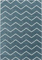 Modern laagpolig vloerkleed Rio - blauw zigzag - 120x170 cm