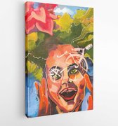 A canvas painting by the artist. Portrait of a girl.- Modern Art Canvas - Vertical - 1402303184 - 80*60 Vertical