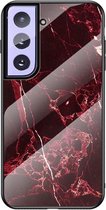 Marble Glass Back Cover - Samsung Galaxy S21 Hoesje - Rood