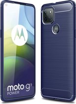Armor Brushed TPU Back Cover - Motorola Moto G9 Power Hoesje - Blauw