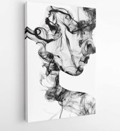 Onlinecanvas - Schilderij - Double Exposure Portrait Young Woman And Cigarette Smoke Art -vertical Vertical - Multicolor - 50 X 40 Cm