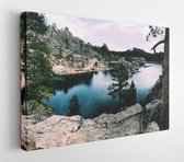 Onlinecanvas - Schilderij - Lake With Green Leafed Trees Art Horizontal Horizontal - Multicolor - 30 X 40 Cm
