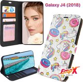 EmpX.nl Galaxy J4 (2018) Print (Donuts) Boekhoesje | Portemonnee Book Case voor Samsung Galaxy J4 (2018) met Print (Donuts) | Met Multi Stand Functie | Kaarthouder Card Case Galaxy J4 (2018) 