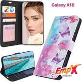 EmpX.nl Galaxy A10 Print (Vlinders) Boekhoesje | Portemonnee Book Case voor Samsung Galaxy A10 met Print (Vlinders) | Met Multi Stand Functie | Kaarthouder Card Case Galaxy A10 Pri