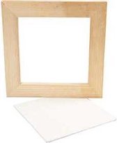 Canvas Paneel met Lijst, buitenmaat 20,8x20,8 cm, diepte 1,5 cm, wit, grenen, Canvas paneel 15x15 cm, 1stuk