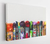 Artist paints brushes close-up on artistic canvas  - Modern Art Canvas - Horizontal - 383090554 - 80*60 Horizontal