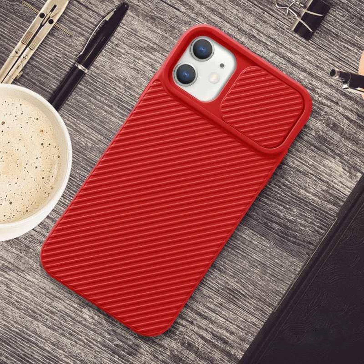 iPhone 12 Pro Max - Camera Privacy cover / case / hoesje - Rood