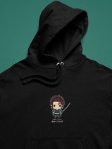 Demon Slayer Kimetsu No Yaiba Tanjiro Pixel Art | Anime Manga Merchandise | Fan Art Unisex Zwart Maat M Hoodie