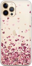 iPhone 12 Pro Max transparant hoesje - Falling hearts | Apple iPhone 12 Pro Max case | TPU backcover transparant