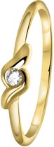 Lucardi Dames Ring met zirkonia - Ring - Cadeau - 14 Karaat Goud - Geelgoud