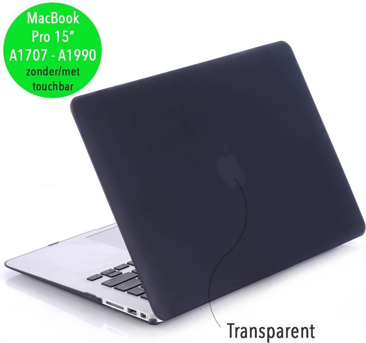 Lunso Geschikt voor MacBook Pro 15 inch (2016-2020) cover hoes - case - mat zwart