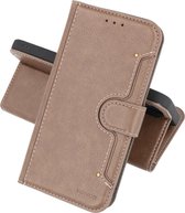 KAIYUE - Luxe Portemonnee Hoesje - Pasjeshouder Telefoonhoesje - Wallet Case - Geschikt voor iPhone 12 - iPhone 12 Pro - Grijs
