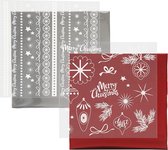 Deco folie en transfervel, Magische kerst, 15x15 cm, rood, zilver, 2x2 vel/ 1 doos