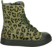 Shoesme BOOTS Meisjes Biker boot - Ponyhair groen panterprint - Maat 24