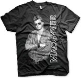 MacGyver Heren Tshirt -L- Cool MacGyver Zwart