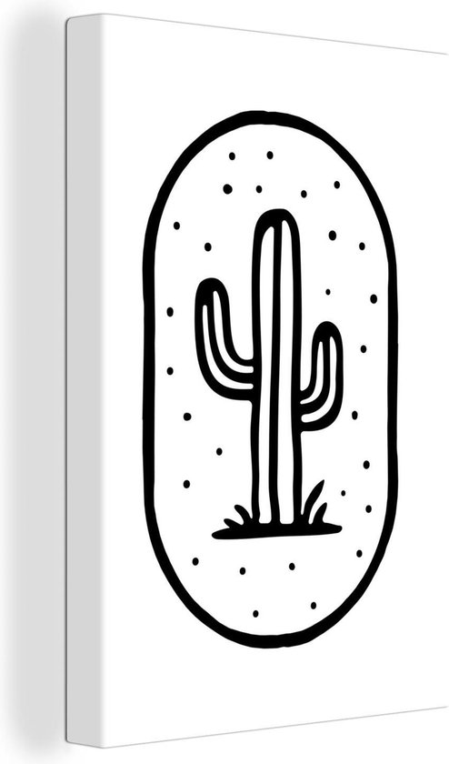 stapel Ziek persoon defect Canvas Schilderij Illustratie van een cactus in zwart-wit - 120x180 cm -  Wanddecoratie XXL | bol.com