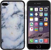 BackCover Marble hoesje met Glitter - Telefoonhoesje voor Apple iPhone 8 Plus/7 Plus - Blauw