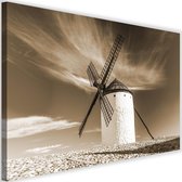 Schilderij Windmolen, 2 maten, bruin, Premium print