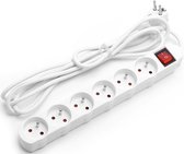 Verlengsnoer met Schakelaar - Aigi Anzim - 2300W - 6 Stopcontacten - 5 Meter - Wit | België - BES LED