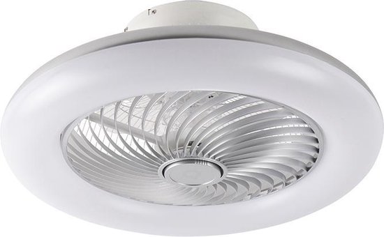 QAZQA clima - Dimbare LED Plafondventilator met Verlichting | Lamp en Afstandsbediening - 1 lichts - Ø 550 mm - Zilver - Woonkamer | Slaapkamer | Keuken - QAZQA