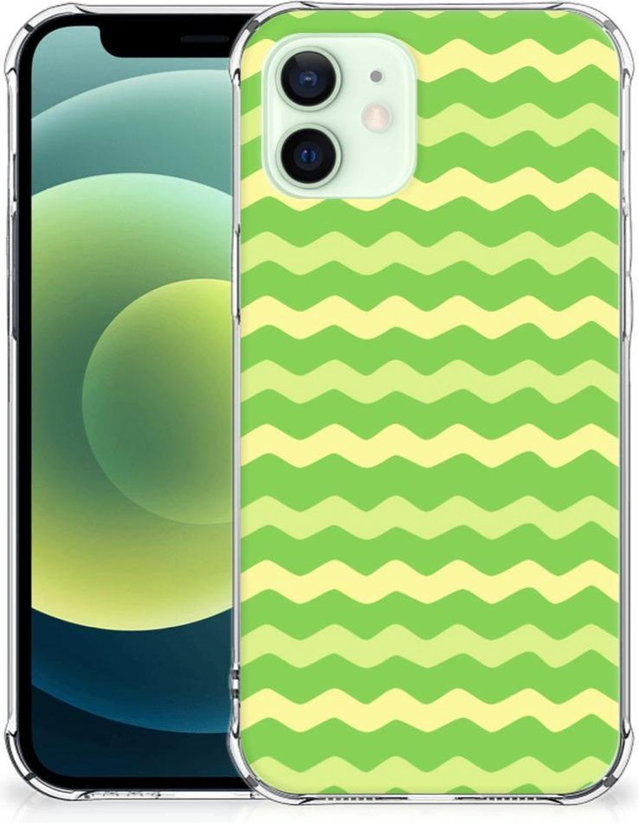 iPhone 12 Mini Doorzichtige Silicone Hoesje Waves Green
