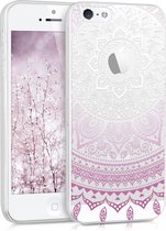 kwmobile telefoonhoesje voor Apple iPhone SE (1.Gen 2016) / 5 / 5S - Hoesje voor smartphone in paars / wit / transparant - Indian Sun design