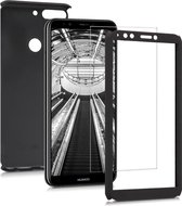 kwmobile 360 graden hoesje voor Huawei Y7 (2018)/Y7 Prime (2018) - volledige bescherming met screenprotector - metallic zwart