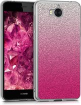 kwmobile telefoonhoesje voor Huawei Y6 (2017) - Hoesje voor smartphone in roze / zilver / transparant - Glitter Verloop design