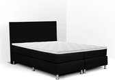 Boxspring Flanny compleet, merk Olympic Life, 200 x 210 cm, zwart, 18-delig met strak hoofdbord