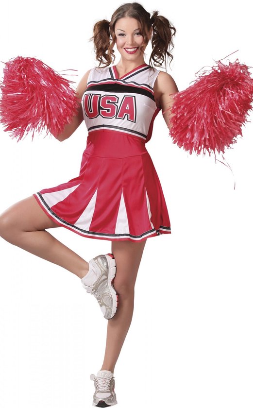 Fiestas Guirca - Volwassenkostuum Cheerleader USA M (38-40)