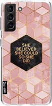 Casetastic Samsung Galaxy S21 Plus 4G/5G Hoesje - Softcover Hoesje met Design - She Believed She Could So She Did Print