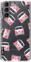 Casetastic Samsung Galaxy S21 4G/5G Hoesje - Softcover Hoesje met Design - Little Casetastic Vans Pink Print