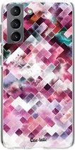 Casetastic Samsung Galaxy S21 4G/5G Hoesje - Softcover Hoesje met Design - Watercolor Cubes Print