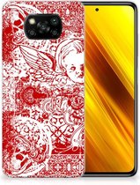 GSM Hoesje Xiaomi Poco X3 | Poco X3 Pro Back Case TPU Siliconen Hoesje Angel Skull Red