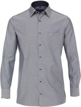 CASA MODA comfort fit overhemd - blauw met wit diamant structuur (contrast) - Strijkvrij - Boordmaat: 47