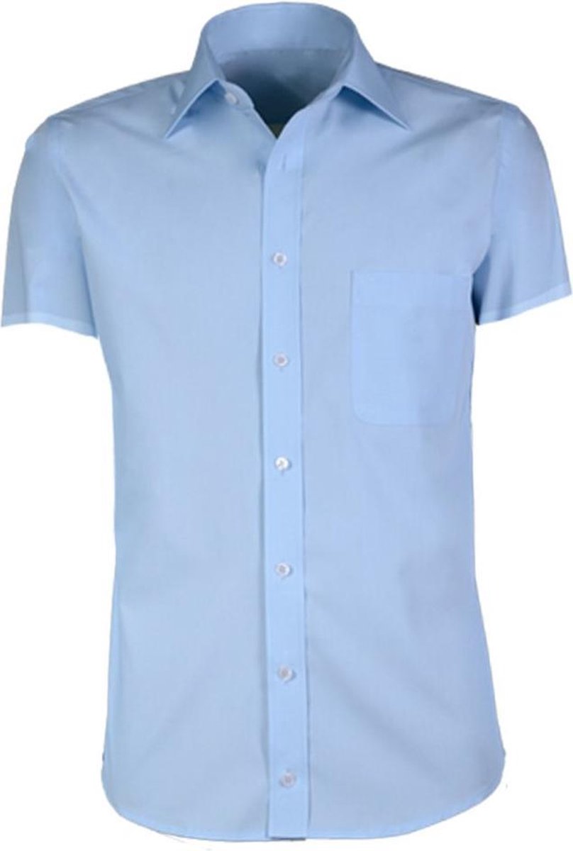 Giovanni Capraro Heren Overhemd Lichtblauw Korte Mouw Comfort Fit - 47