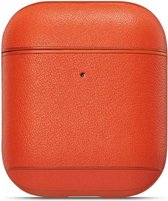AirPods hoesjes van By Qubix - AirPods 1/2 hoesje Genuine Leather Series - hard case - oranje