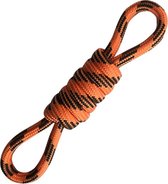 Duvo+ honden kauwspeelgoed Floaties touw stick met 2 lussen Oranje/zwart 25x6x4cm
