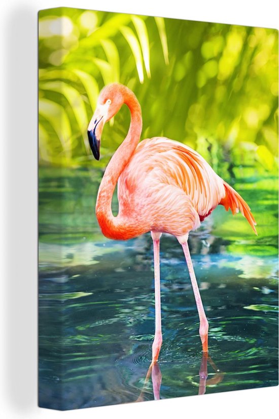 Canvas Schilderij Flamingo in de natuur van Florida - 30x40 cm - Wanddecoratie