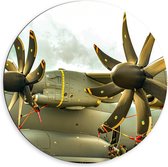 Dibond Wandcirkel - Propellers van Vliegtuig - 60x60cm Foto op Aluminium Wandcirkel (met ophangsysteem)