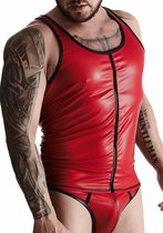 Wetlook Men's sleeveless t-shirt - Red - Maat 2XL - Lingerie For Him - red - Discreet verpakt en bezorgd