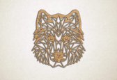 Line Art - Hond - Husky - M - 64x60cm - Eiken - geometrische wanddecoratie