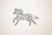 Wanddecoratie - Galopperend paard - S - 41x60cm - EssenhoutWit - muurdecoratie - Line Art