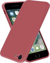 ShieldCase geschikt voor Apple iPhone SE 2020 / SE 2022 vierkante silicone case - donkerrood - Siliconen hoesje - Shockproof case hoesje - Backcover case - Bescherming