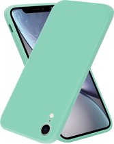 ShieldCase telefoonhoesje geschikt voor Apple iPhone Xr vierkante silicone case - aqua - Siliconen hoesje - Shockproof case hoesje - Backcover case - Bescherming
