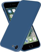 ShieldCase telefoonhoesje geschikt voor Apple iPhone SE 2020 / SE 2022 vierkante silicone case - blauw - Siliconen hoesje - Shockproof case hoesje - Backcover case - Bescherming