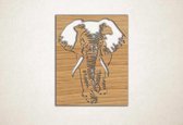 Wanddecoratie - Wandpaneel - olifant - S - 56x45cm - Eiken - muurdecoratie - Line Art