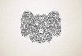 Line Art - Hond - Skyeterrier - S - 45x57cm - Wit - geometrische wanddecoratie