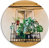 Dibond Wandcirkel - Italiaans Balkon - 80x80cm Foto op Aluminium Wandcirkel (met ophangsysteem)